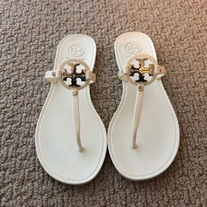 Tory Burch white rubber sandals, size 7